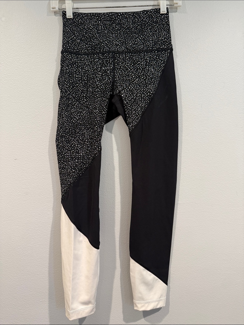 lululemon athletica Black and White Asymmetrical Leggings with White Speckle